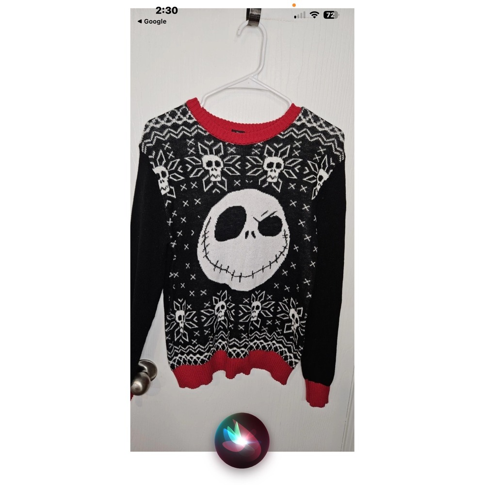 Disney Nightmare Before Christmas Jack Skellington Sweater Mens XL Black Red